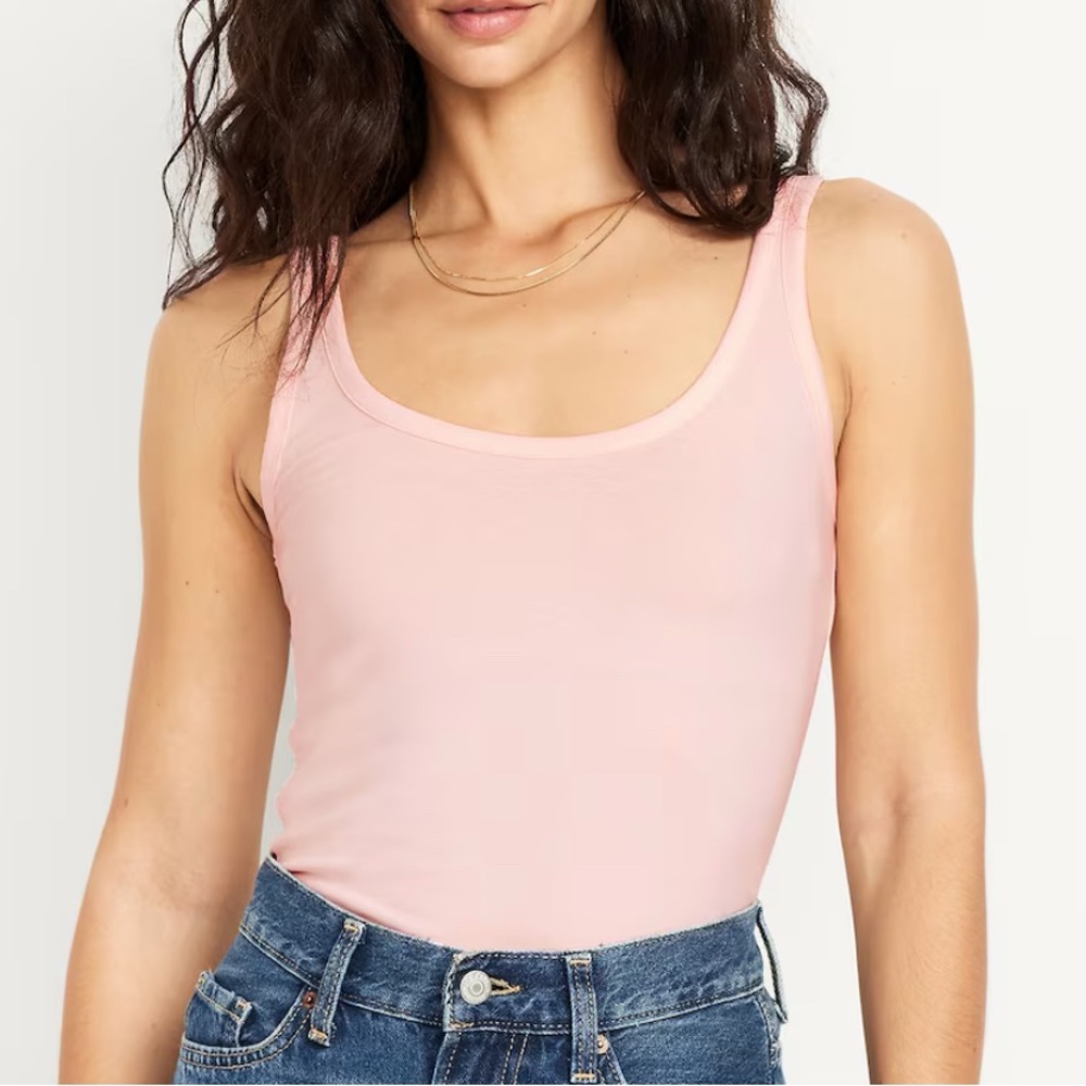 🆕 Old Navy NWT First Layer Scoop Neck Tank Top, Barley Pink, Size Medium Petite
